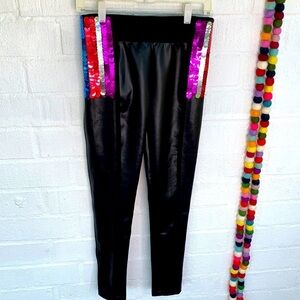 No Ka Oi Sequins Faux Leather Aloha High Rise Legging Pants sz M